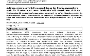 Bröcher bespricht in der IBR Urteil zum Direktanspruch gegen den Betriebshaftpflichtversicherer